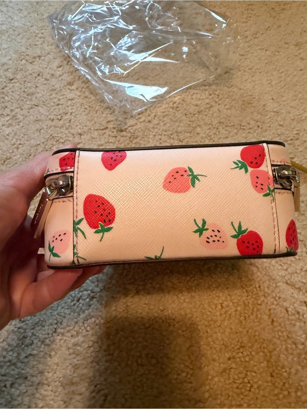 kate spade Pink Strawberry Print Mini Crossbody Top-Handle Bag - Picture 5 of 10